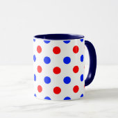 Mug Conception de points polka blancs rouges bleus (Devant droit)