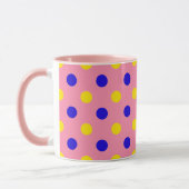 Mug Conception de points polka rose bleu jaune (Gauche)