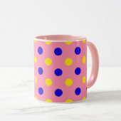 Mug Conception de points polka rose bleu jaune (Devant droit)