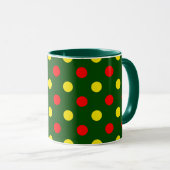 Mug Conception de pois verts rouges jaunes (Devant droit)