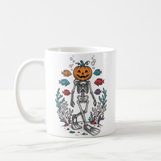 Mug Conception de Poisson de Plongeur de Squelette de (Gauche)