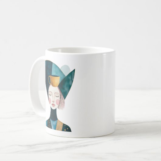 Mug Conception de portrait féminin Abstrait (Devant gauche)
