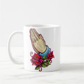 Mug Conception de prière de roses de mains (Gauche)