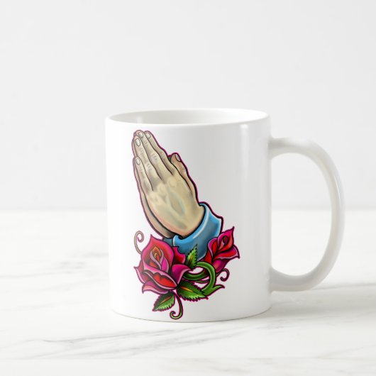 Mug Conception de prière de roses de mains (Droite)