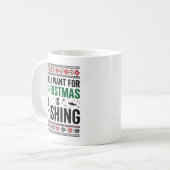 Mug Conception de pull moche de pêche à Noël (Devant gauche)