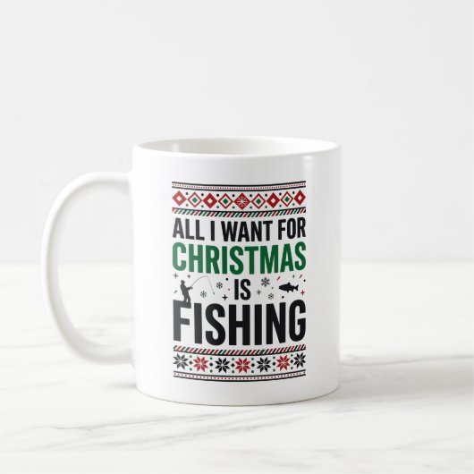 Mug Conception de pull moche de pêche à Noël (Gauche)