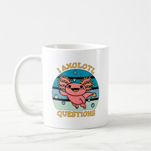 Mug Conception de questions de pun mignon axolotl je a (Gauche)