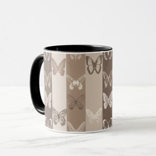 Mug Conception de rayures de papillon de terre neutre  (Devant gauche)