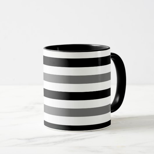 Mug Conception de rayures noires et blanches Ahs (Devant droit)