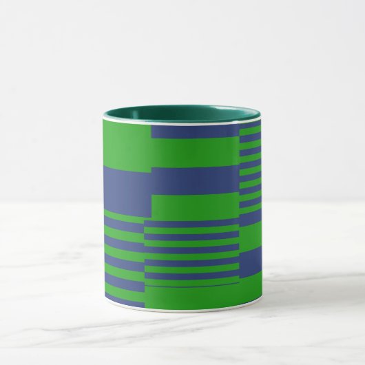Mug Conception de rayures patchwork bleu vert  (Centre)