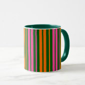 Mug Conception de rayures verticales orange vert rose  (Devant droit)