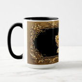 Mug Conception de rose artistique dorée avec détails o (Gauche)