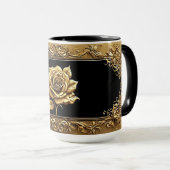Mug Conception de rose artistique dorée avec détails o (Devant droit)