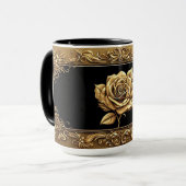 Mug Conception de rose artistique dorée avec détails o (Devant gauche)