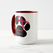 Mug Conception de ruban de patte de cancer de chien Hé (Devant gauche)