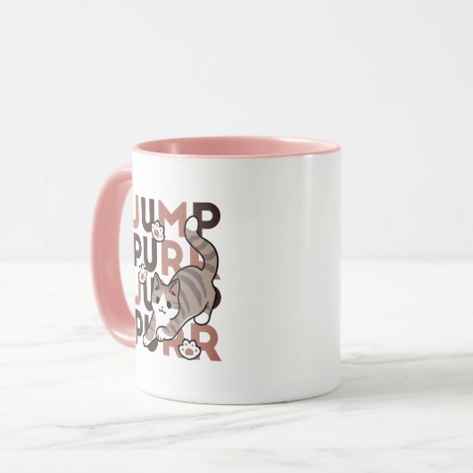 Mug Conception de saut de chat - Artwork de purr de sa (Devant gauche)