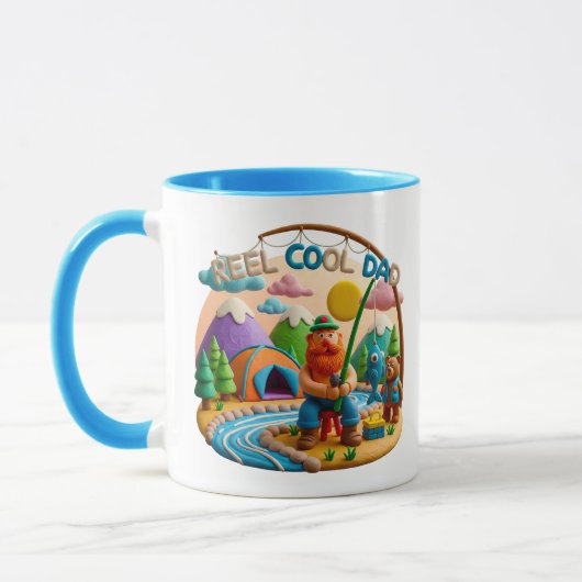 Mug Conception de scène de pêche en argile « Papa supe (Gauche)