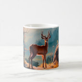 Mug Conception de scène forestière avec cerfs automnal (Centre)