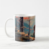 Mug Conception de scène forestière avec cerfs automnal (Gauche)