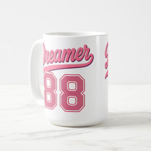 Mug Conception de script élégant Dreamer 88 (Devant gauche)