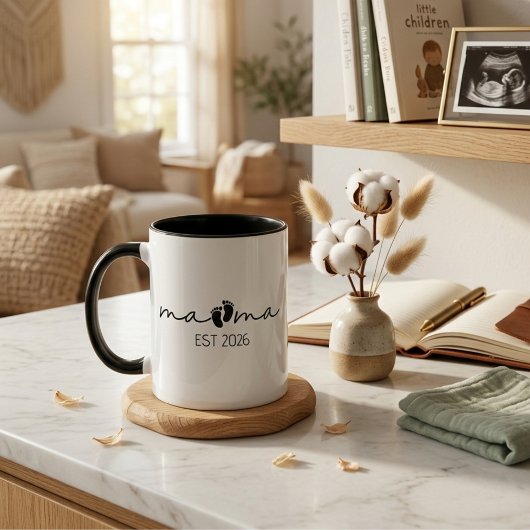 Mug Conception de script moderne année Mama Est