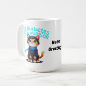 Mug Conception de sensibilisation au chat ninja diabèt (Devant gauche)