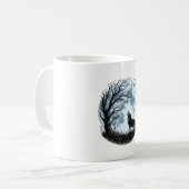 Mug Conception de silhouette d'arbre de lune hurleur d (Devant gauche)