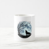 Mug Conception de silhouette d'arbre de lune hurleur d (Centre)