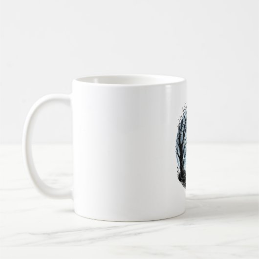 Mug Conception de silhouette d'arbre de lune hurleur d (Gauche)