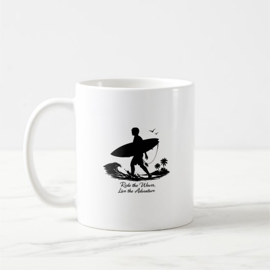 Mug Conception de silhouette de surf Ride The Waves Ad (Gauche)