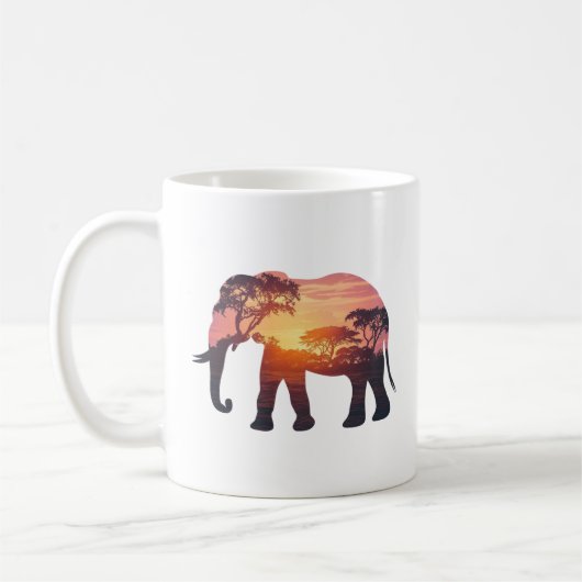 Mug Conception de silhouette d'éléphant à double expos (Gauche)