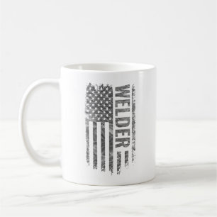 Mug Conception de soudeur de drapeau USA en détresse