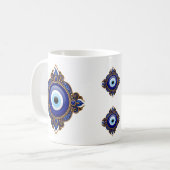 Mug Conception de sublimation d'œil maléfique bleu orn (Devant gauche)