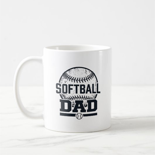 Mug Conception de T-Shirt Vectoriel Papa Softball Vint (Gauche)