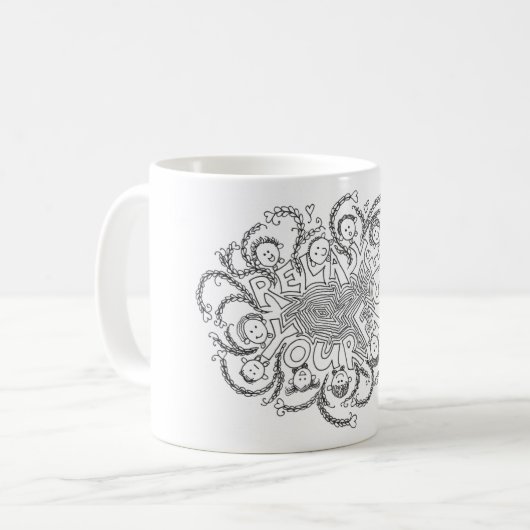 Mug Conception de tangles en noir et blanc "Relax your (Devant gauche)
