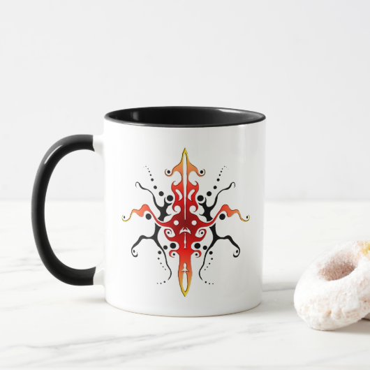 Mug Conception de tatouage tribal de masque abstrait - (Avec donut)