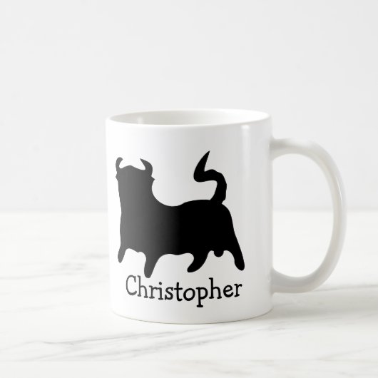 Mug Conception de taureau noir personnalisée (Droite)