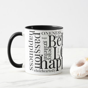 Mug Conception de texte en nuage de mots colorés mode