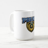 Mug Conception de texte gras pour badge de police (Devant gauche)