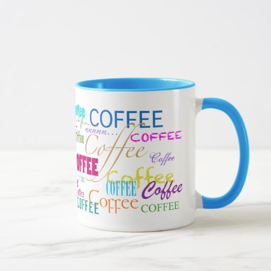 Mug Conception de texte multicolore Café (Droite)