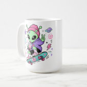 Mug Conception de thé à bulles Alien Skater Kawaii (Devant gauche)
