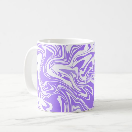 Mug Conception de tourbillon abstrait violet et blanc (Devant gauche)