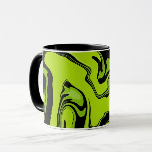 Mug Conception de tourbillon vert et noir abstrait (Devant gauche)