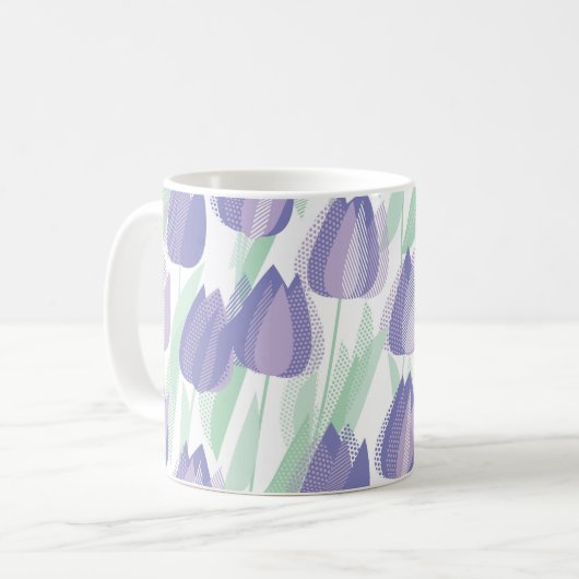 Mug Conception de tulipe : violet clair floral. (Devant gauche)