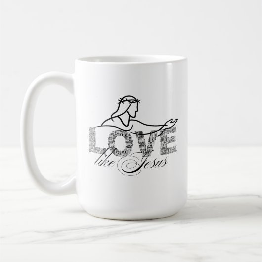 Mug Conception de typographie chrétienne Aimer comme J (Gauche)