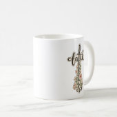 Mug Conception de typographie de croix florale de foi (Devant droit)