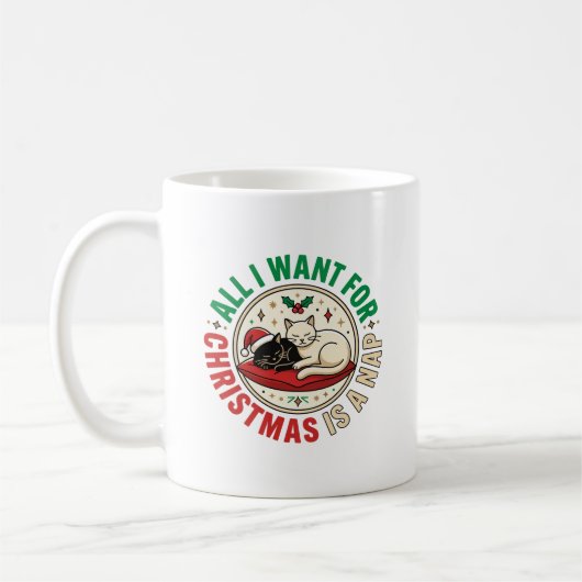 Mug Conception de vacances de sieste de chat de Noël (Gauche)