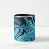 Mug Conception de vague de marbre bleu abstrait (Centre)