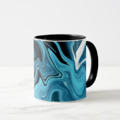 Mug Conception de vague de marbre bleu abstrait (Devant droit)