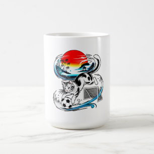 Mug Conception de vague de soleil rouge - Chat de foot
